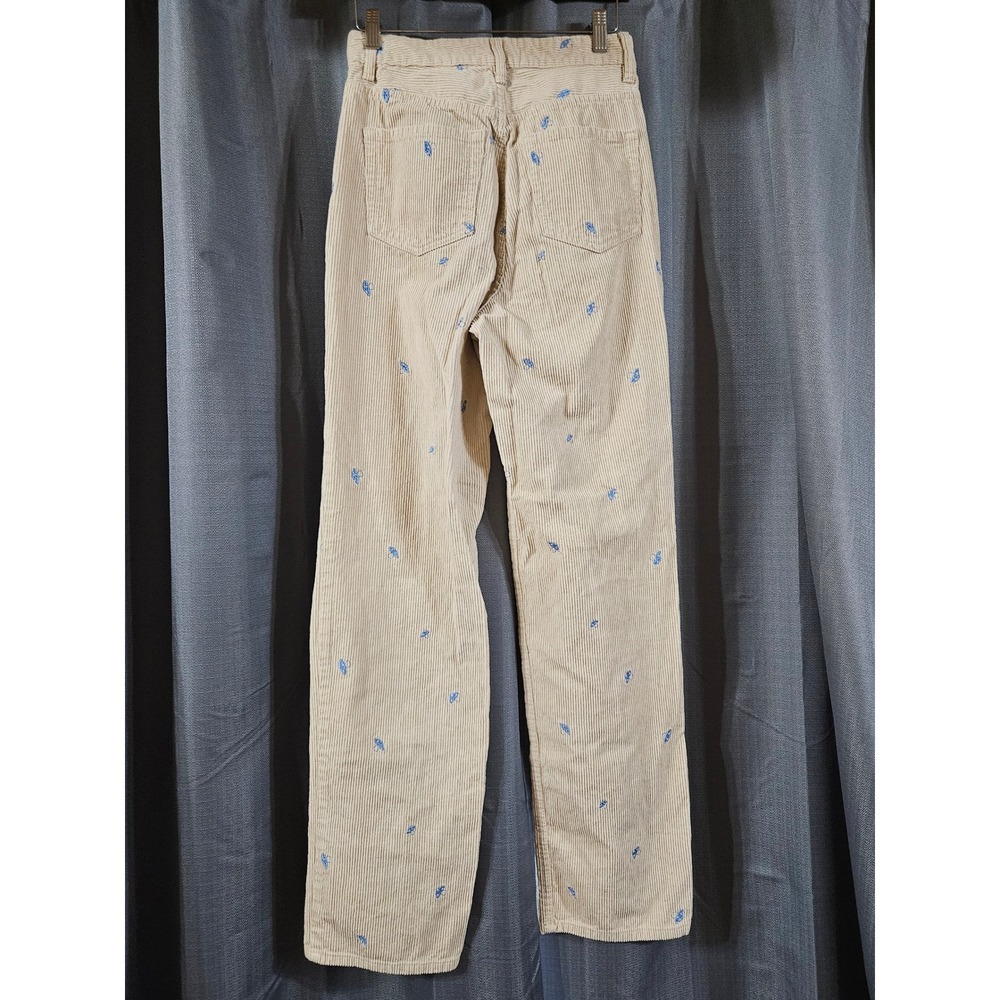 PacSun 90s Boyfriend Tan Corduroy Mushroom Embroidered Pants Womens 27 fairy - Picture 3 of 7